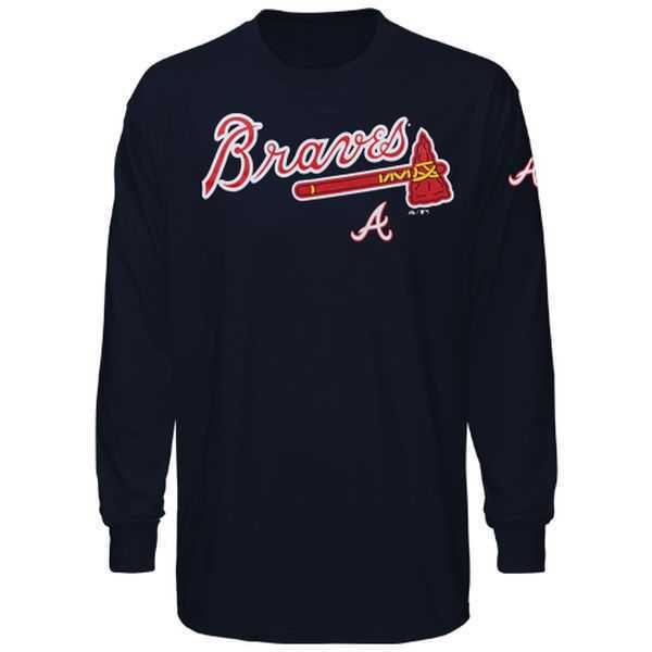 Atlanta Braves Majestic Delight in The Game Long Sleeve WEM T-Shirt - Navy Blue,We sell and wholesale Atlanta Braves Majestic Delight in The Game Long Sleeve WEM T-Shirt - Navy Blue on line form chian!